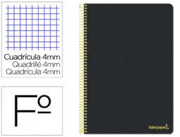 Cuaderno espiral Liderpapel Smart Folio tapa blanda 80h 60g c/4mm. color negro